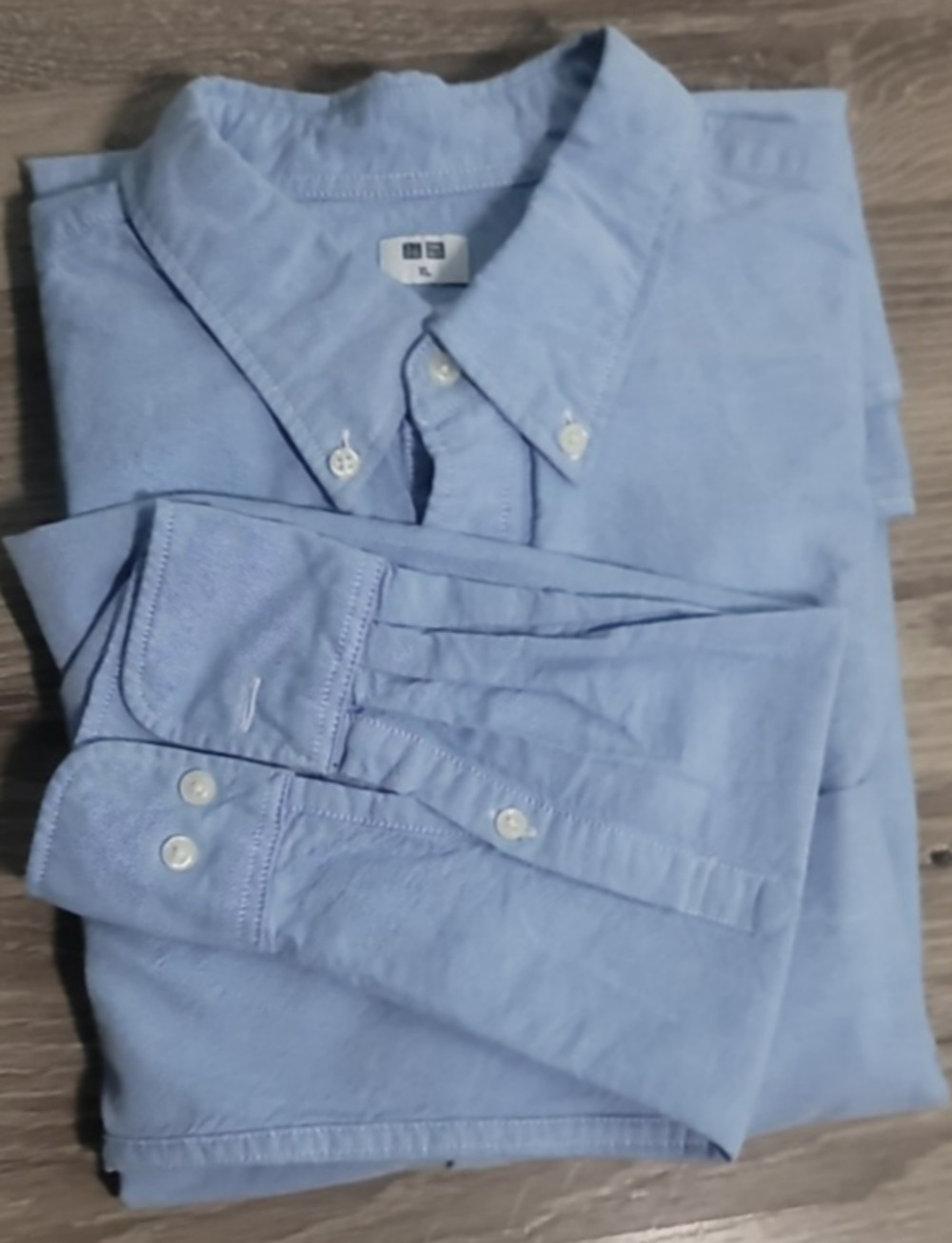Uniqlo Oxford Slim-Fit Button Down Shirt XL Blue Cotton Collegiate Casual Dress